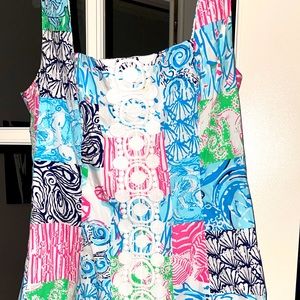 Multicolor Lilly Pulitzer shift dress with gold zipper piece anchor accent